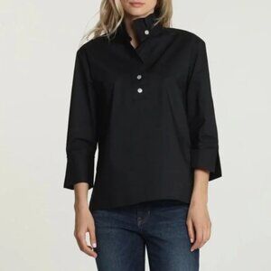NWT Hinson Wu Camilla black cotton blend popover tunic top XL